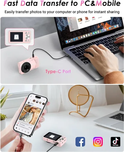 Miniatura 7 de Cámara digital 4K, cámara digital Wevoor de 64MP para apuntar y disparar con enfoque automático, zoom 18X, 20 filtros, tarjeta SD de 64 GB, batería