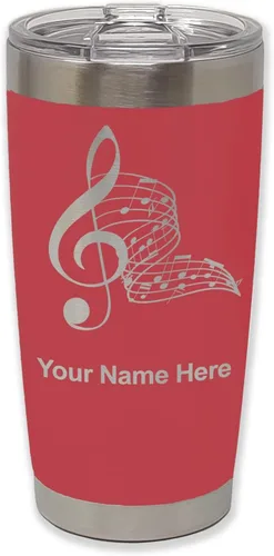 Miniatura 21 de LaserGram Vaso aislado al vacío de 20 onzas, notas musicales, grabado personalizado incluido (negro)