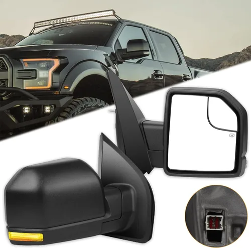 Miniatura 10 de Juego de montaje de espejos laterales Compatible con 1987-2002 para Jeep Wrangler con puerta media, plegable manual, espejo negro manual texturizado