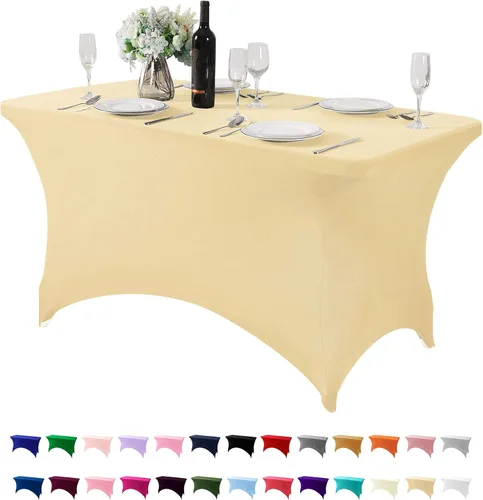 Miniatura 95 de Mantel de elastano para mesas de 4, 6 u 8 pies, mantel elástico universal ajustable para fiestas, banquetes, bodas y eventos - Verde manzana