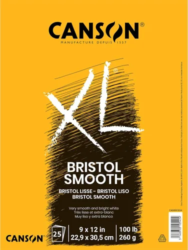 Canson Papel Bristol Serie XL, Liso, Bloc con Tapa Plegable, 9 x 12 pulgadas, 25 Hojas (100lb/260g) - Papel de Artista para Adultos y Estudiantes -