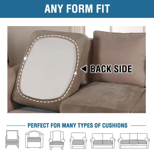 Miniatura 581 de H.VERSAILTEX Funda de cojín elástica de terciopelo para sofá, funda de cojín de felpa para silla, sofá biplaza o sofá, protector de muebles, cojín