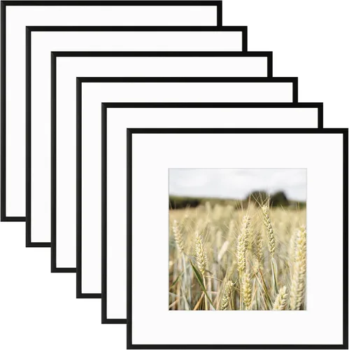 Miniatura 10 de Golden State Art, juego de marcos para pared de galería de 6 - Marcos de aluminio negro de 5x7 con alfombrilla para fotos de 4x6 - Marco de metal