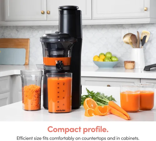 Miniatura 3 de nutribullet Exprimidor lento, máquina exprimidora de masticación lenta, negro carbón, NBJ50300, 24 onzas y licuadora personal para batidos, batidos