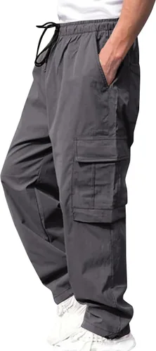Miniatura 2 de THWEI Pantalones cargo para hombre, casuales, con cordón, de algodón, pantalones de trabajo al aire libre