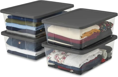 Miniatura 15 de HOMZ - Paquete de 10 contenedores Snaplock, pequeños organizadores de plástico transparentes con tapas, 6 cuartos de galón, azul - Cajas Tapa azul