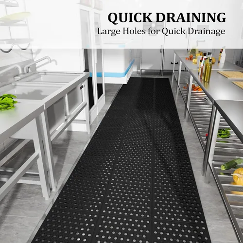 Miniatura 3 de ROVSUN Rubber Floor Mat with Holes, 3x20 FT Hollow Large Mat Roll, Anti-Fatigue/Non-Slip Drainage Mat, for Industrial Kitchen Restaurant Bar