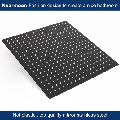 Miniatura 3 de NearMoon Cabezal de ducha tipo lluvia con brazo de ducha, ducha cuadrada para montaje en techo, cabezal de ducha de techo de acero inoxidable, Negro