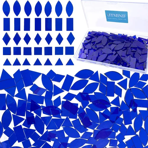 Miniatura 10 de LITMIND Kit de Azulejos de Mosaico de Vidrio Manchado Rojo Naranja para Manualidades - 240 Piezas, 5 Formas Mixtas