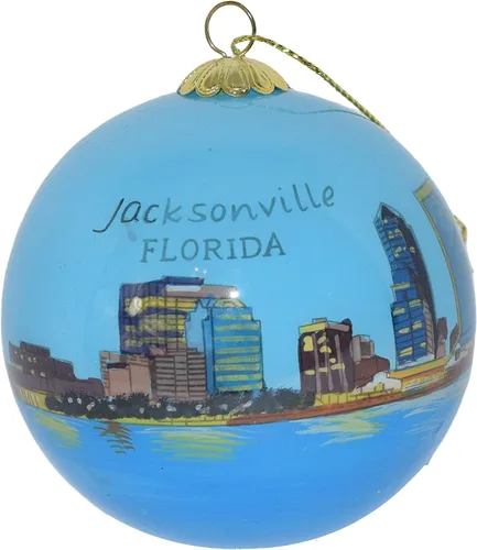 Miniatura 5 de Adorno navideño de vidrio soplado Sillas de playa Florida Pintado a mano en el interior Arte original Incluye caja de regalo