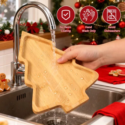 Miniatura 4 de BESTonZON Tabla de charcutería de árbol de Navidad, platos de plato de árbol de Navidad en forma de tablero de charcutería de madera