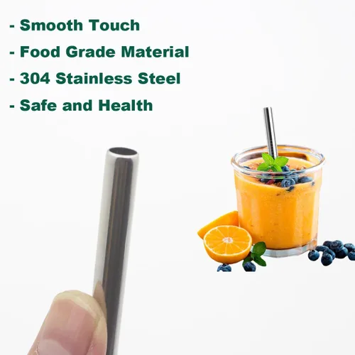 Miniatura 3 de Paquete de 12 popotes de metal extra cortos de 4.7 pulgadas, popotes reutilizables de acero inoxidable con cepillo de limpieza para tazas de café