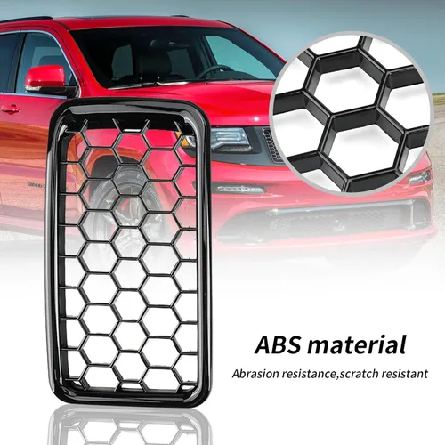 Miniatura 7 de 7 piezas de insertos de rejilla frontal de malla de panal negro brillante reemplazan para Jeep Grand Cherokee 2017-2021