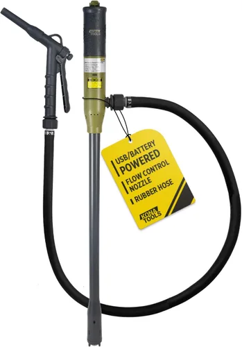 Bomba portátil de transferencia de combustible con manguera de goma KTEP01MRUSB – Alimentada por batería y USB-C | Boquilla de seguridad, manguera