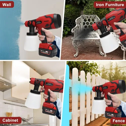 Miniatura 7 de Pulverizador de pintura inalámbrico para batería Milwaukee de 18 V, pulverizadores de pintura para interior del hogar, HVLP, eléctrico, sin aire