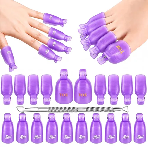 Makartt Kit de clips para quitar esmalte de uñas, 20 clips reutilizables para dedos de manos y pies, herramientas acrílicas y removedoras de uñas,