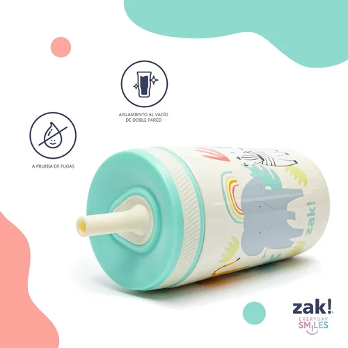 Miniatura 4 de Zak Designs Baby Shark Kelso - Juego de vasos con tapa de rosca a prueba de fugas con pajilla, paquete para niños, incluye vasos de plástico y acero