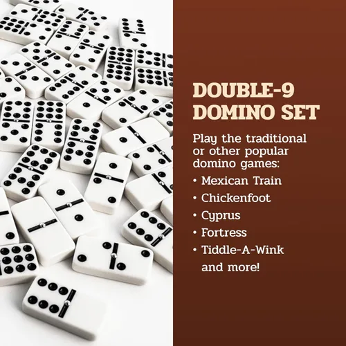 Miniatura 6 de Alex Cramer - Juego de dominó doble de 9 piezas para adultos con spinners. Juego de dominó en caja de nogal negro. Capacidad para 55 piezas