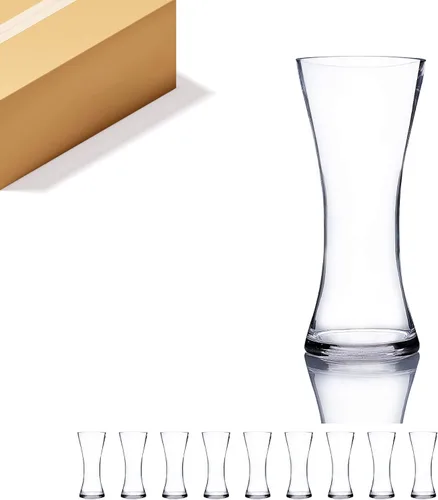 Miniatura 9 de Jarrón único de ramo WGV, 5.5" de ancho, 5" de alto, vidrio transparente corto huracán cóncavo para flores, portavelas para eventos de boda