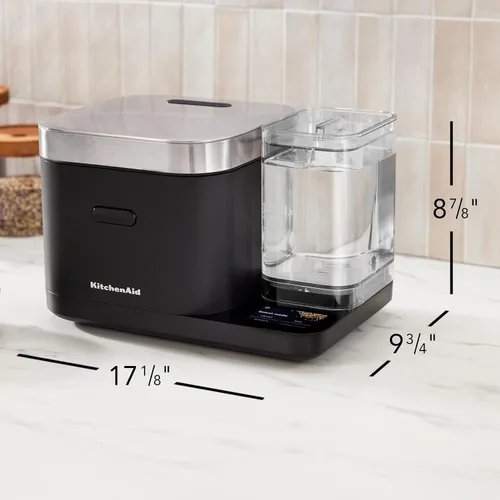 Miniatura 7 de Olla para granos y arroz KitchenAid de 8 tazas con báscula integrada de detección automática + tanque de agua, KGC3155, negro mate