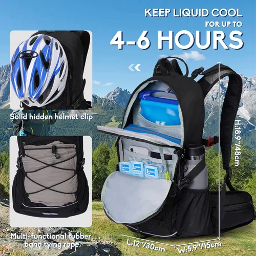 Miniatura 3 de Mochila de hidratación de 3 L, mochila de agua para senderismo con cubierta para lluvia, mochila de hidratación con aislamiento para ciclismo