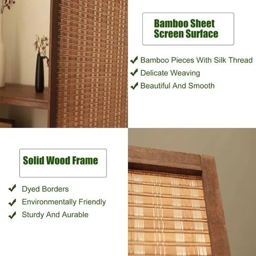 Miniatura 6 de 3 4 5 6 7 8 Panels Room Separator Freestanding Wall Divider for Office/Bedroom/Hotel, Foldable Room Divider Partition Privacy Screen, Wood