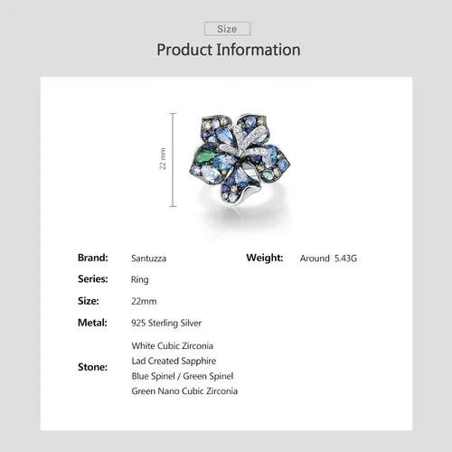 Miniatura 5 de Santuzza Anillo de plata de ley con piedras preciosas para mujer