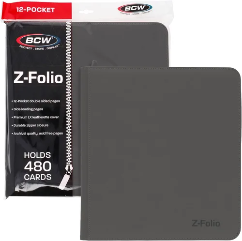 Miniatura 8 de BCW Z-Folio LX - Cartera con cremallera – Álbum de 12 bolsillos de cuero sintético verde premium – Cremallera segura – Capacidad de 480 tarjetas