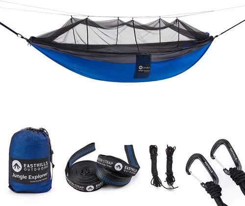 Miniatura 7 de Easthills Outdoors Jungle Explorer - Hamaca doble para acampar de 118 x 79 pulgadas, ligera, antidesgarros, nailon para 2 personas, con red