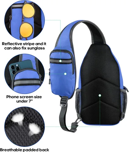 Miniatura 36 de WATERFLY Bolsa pequeña de senderismo: mochila cruzada para el pecho, mochila para hombres y mujeres con correa de hombro agradable a la piel