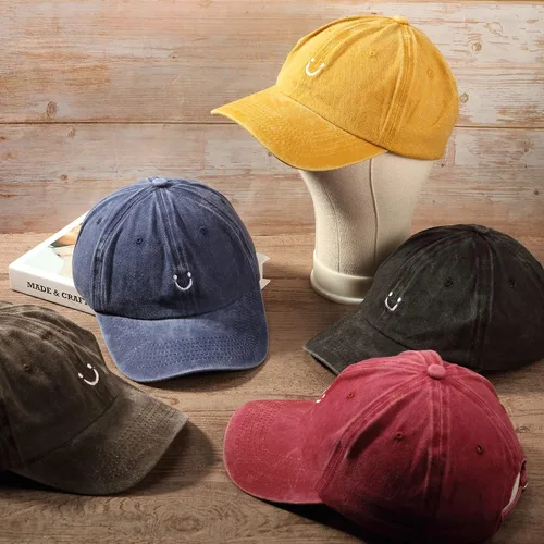 Miniatura 4 de Gorra de béisbol unisex de algodón vintage de perfil bajo sin estructura, gorra de béisbol desgastada lavada y ajustable para papá