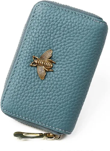 Miniatura 32 de imeetu Soporte para tarjetas de crédito RFID, cartera pequeña de cuero con cremallera para mujer
