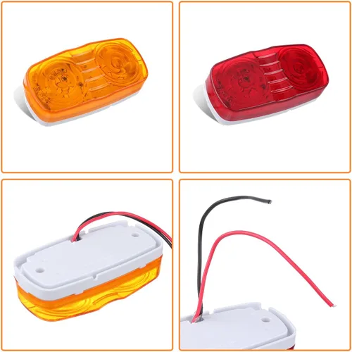 Miniatura 2 de Luces LED de Liberación para Marcador de Remolque, 14X Doble Diana 7 Rojas y 7 Ámbar 12 Luces LED Indicadoras de Marcador Lateral 4x2 Pulgadas Ojo