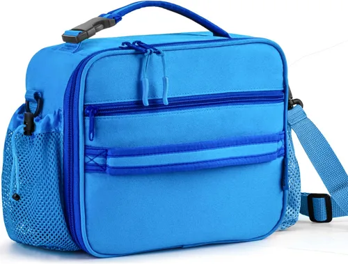 Miniatura 13 de Cerbonny Lonchera para niños, bolsa de almuerzo aislada para niñas y niños, poliéster duradero con forro de PEVA, correa de hombro ajustable, 10.8