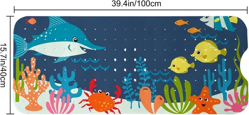 Miniatura 2 de LNOND Alfombra de baño para niños, alfombrilla de baño con diseño de tiburones marinos, alfombrillas de baño antideslizantes para niños