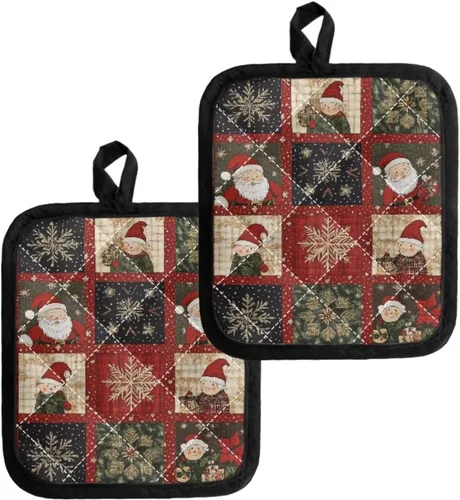 Miniatura 22 de Juego de soportes para macetas de flores rojas de pollo blanco y negro, resistentes al calor, almohadillas calientes para horno, antideslizantes