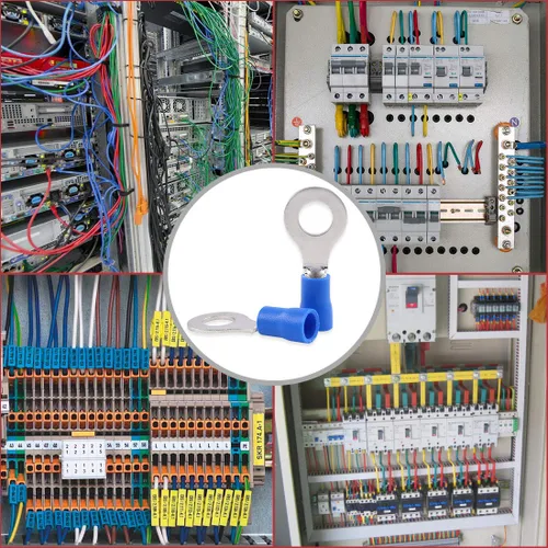 Miniatura 7 de Hilitchi 100 conectores de crimpado de cables eléctricos de anillo aislado 16-14AWG (azul, M6)