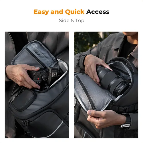 Miniatura 3 de K&F CONCEPT Mochila para cámara, bolsa de cámara de gran capacidad de 25 litros para fotógrafos con cubierta impermeable y compartimento para laptop