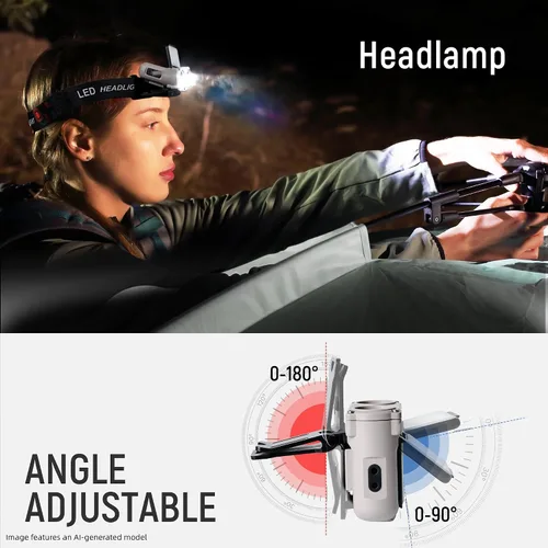 Miniatura 5 de Hopedone Luz LED para casco, 800 lúmenes, recargable, regulable, con clip, luces de casquillo, linterna ajustable de 180°, impermeable, para correr