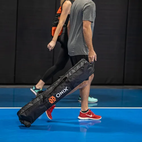 Miniatura 21 de ONIX Pickleball 2 en 1 Juego de red portátil de tamaño reglamentario y red de práctica incluye estuche de transporte con ruedas