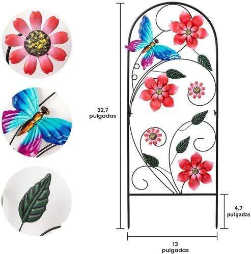 Miniatura 3 de YEAHOME Estacas Decorativas de Jardín de 34 Pulgadas, Decoración de Jardín al Aire Libre de Metal con Flores y Mariposas, Decoración de Jardinería
