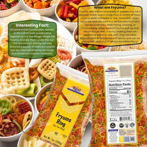 Miniatura 5 de Rani Far Far / Fryums (pellet de trigo y tapioca) Forma de anillo de 7 onzas (7.05 oz) ~ Vegano, Kosher, sin cocinar, utilizado para hacer papad