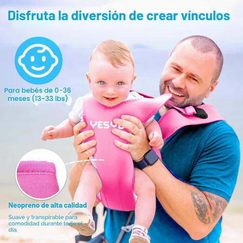 Miniatura 4 de Portabebés, soporte ajustable de doble uso para el pecho con mochila con cordón para recién nacidos a niños pequeños de 13 a 33 libras para piscina
