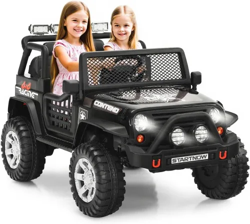 OLAKIDS Camión de paseo para niños, vehículo eléctrico de 2 plazas de 12 V con control remoto, auto de juguete alimentado por batería para niños
