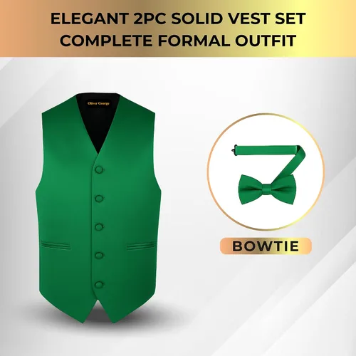 Miniatura 5 de Conjunto de chaleco formal sólido para hombre, esmoquin, chaleco y pajarita para traje o esmoquin