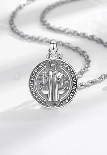 Miniatura 175 de CELESTIA Medallas de plata de ley 925 San Miguel/San Cristóbal/San Benito/San Gabriel/Virgen María/Jesús/Caravaca/Metatrón/Sello de los Siete