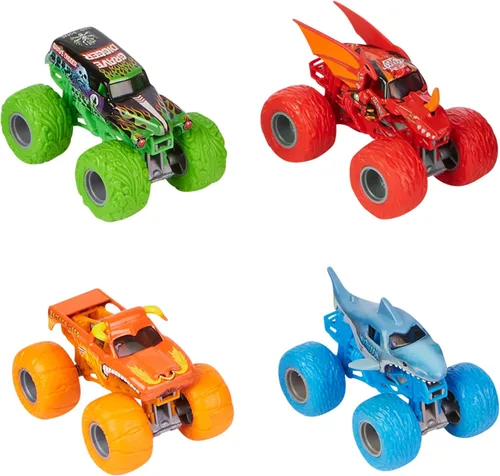 Miniatura 8 de Monster Jam, Official Reveal The Steel - Paquete de 4 camiones monstruo fundidos a presión que cambian de color, escala 1:64 (6058463)