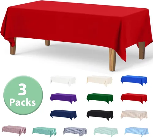 Miniatura 65 de ABCCANOPY Paquete de 3 manteles rectangulares de poliéster de 60 x 84 pulgadas, para interiores y exteriores, resistentes a las manchas, lavable