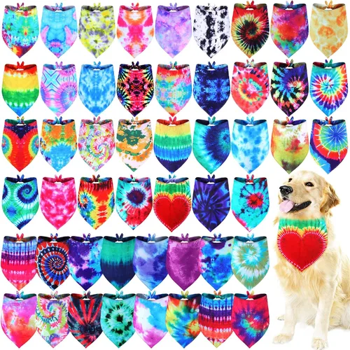 Miniatura 7 de Silkfly 50 bandanas de verano para perros, bufandas para mascotas, para salón de aseo, triangular, lavable, babero, pañuelo, para fiestas