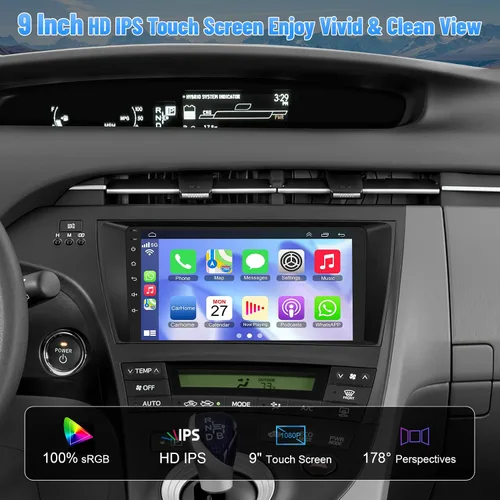 Miniatura 7 de Radio de coche para Toyota Prius 2010 2011 2012 2013 2014 2015 sin sistema de sonido J-B-L, pantalla táctil QLED de 9 pulgadas, compatible